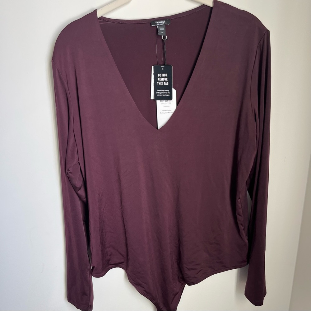 Express Womens Body Contour Bodysuit High Compression Long Sleeve Size XL NWT